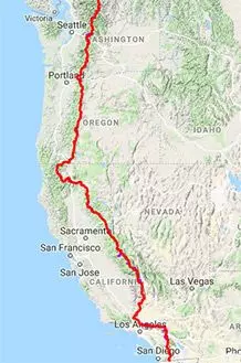 Map of the Pacific Crest Trail