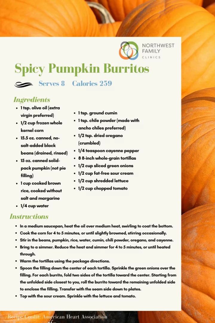 Northwest Family Clinics Recipe of the Month - Spicy Pumpkin Burritos.png