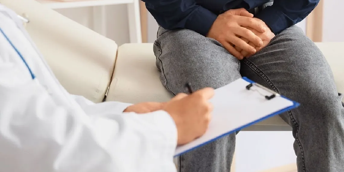 Man at doctor's office during annual preventative men's health checkup