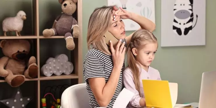 Mom overwhelmed with multitasking